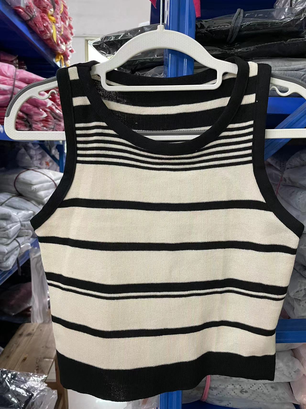 Women’s Sleeveless Striped Knit Sweater | Contrasting Colors Casual Top - Image 6