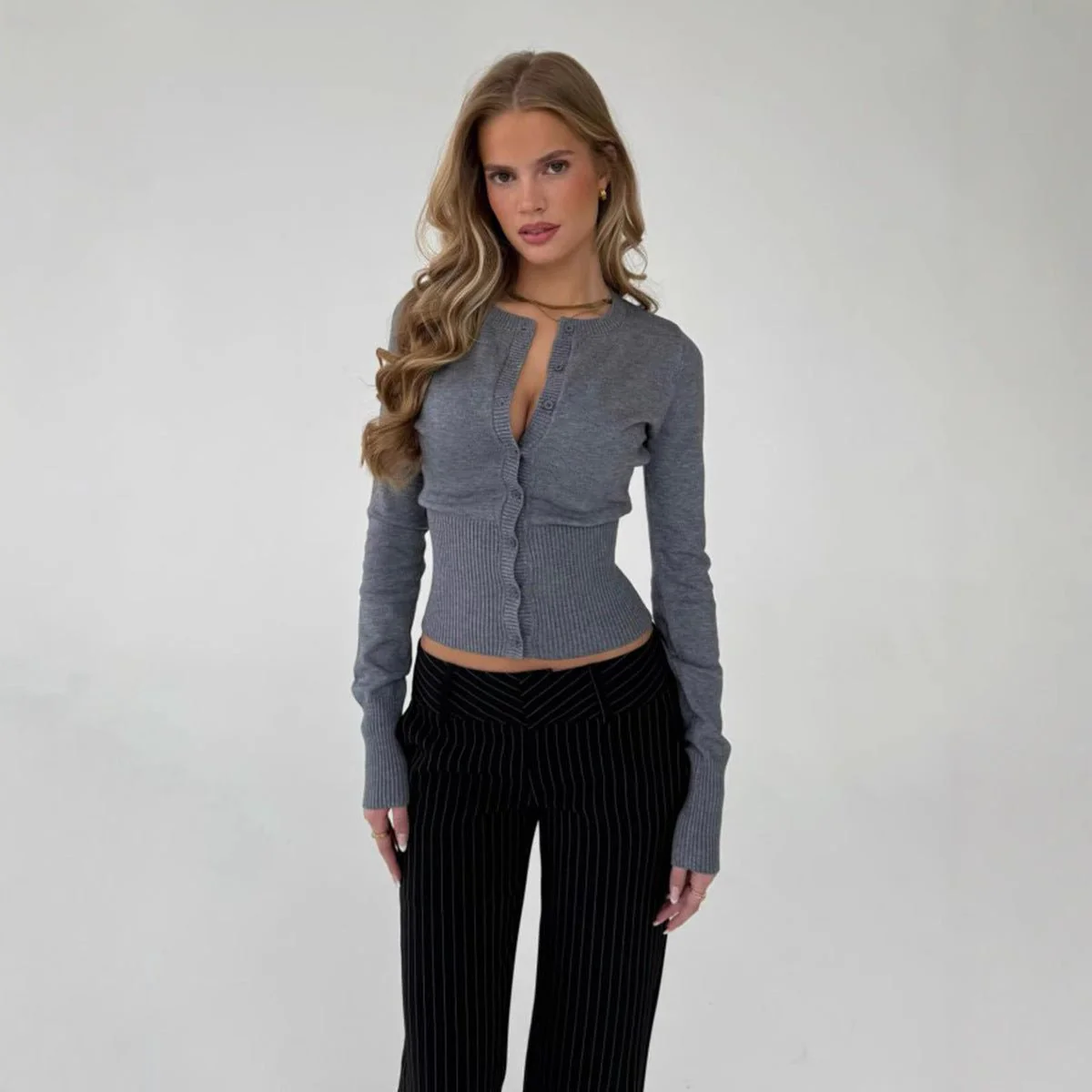 Women’s Slim Fit Button-Up Cardigan | Lightweight Viscose Knit Sweater | Long Sleeve Casual Top | Autumn 2025 FD - Image 2