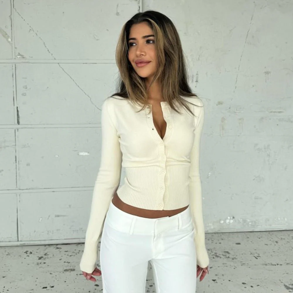 Women’s Slim Fit Button-Up Cardigan | Lightweight Viscose Knit Sweater | Long Sleeve Casual Top | Autumn 2025 FD - Image 4