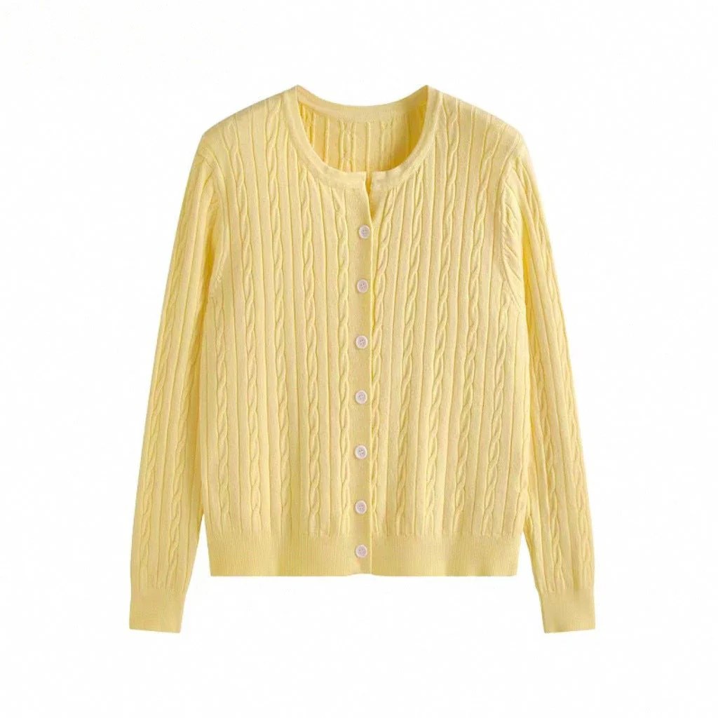 Women’s Slim-Fit Jacquard Round-Neck Cardigan Sweater – Elegant Autumn 2025 FD - Image 5