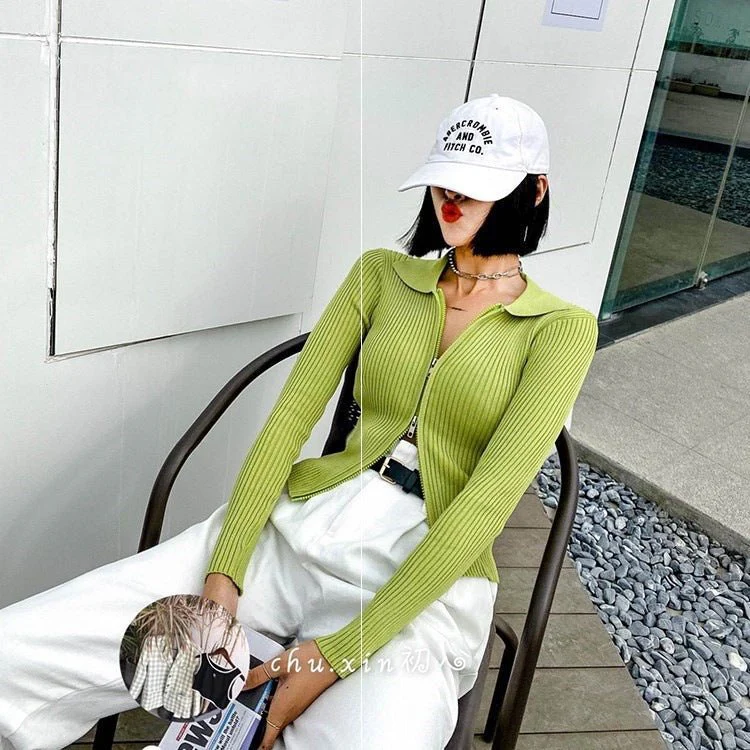 Women’s Slim Fit Lapel Cardigan Sweater – Temperament Commuter Style (Spring 2025) - Image 11