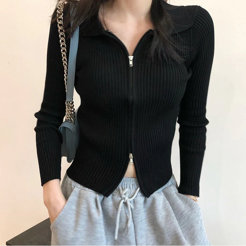 Women’s Slim Fit Lapel Cardigan Sweater – Temperament Commuter Style (Spring 2025) - Image 2