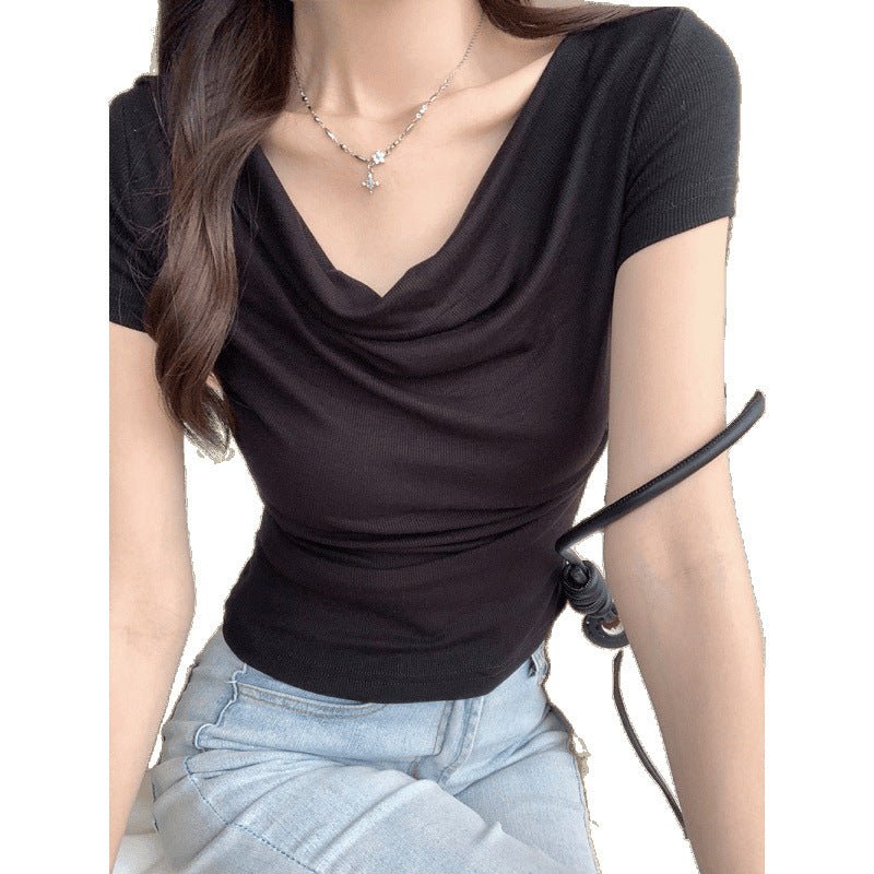 Women’s Slim Fit Short Sleeve Tie-Dye Pullover T-Shirt | Solid Color Temperament Commuter Style - Image 5