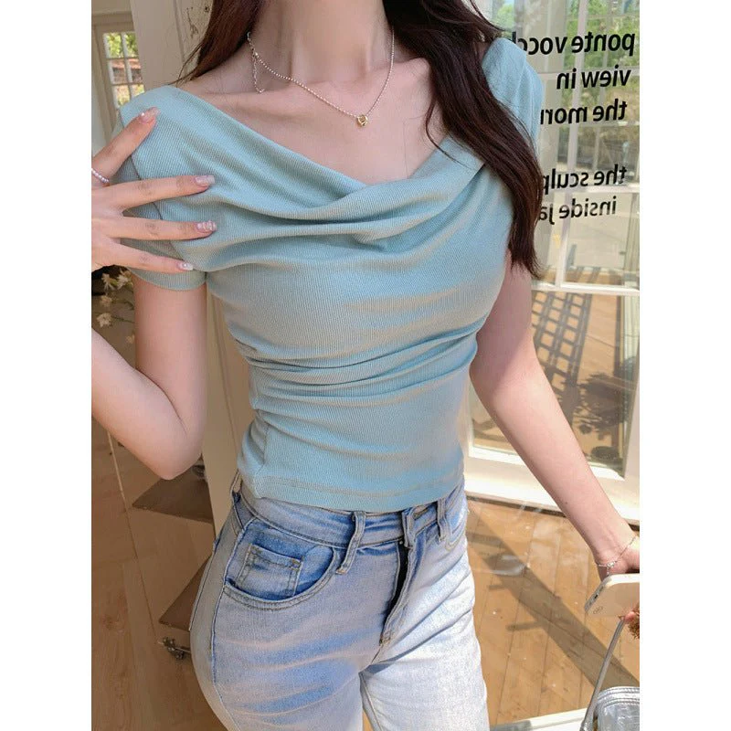 Women’s Slim Fit Short Sleeve Tie-Dye Pullover T-Shirt | Solid Color Temperament Commuter Style - Image 9