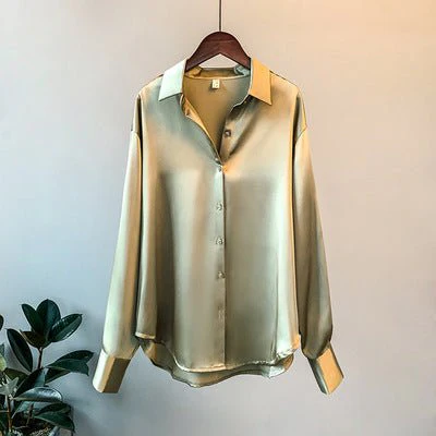 Women’s Solid Color Lapel Loose Fit Shirt | Long Sleeve Button-Down – Autumn 2025 FD - Image 9