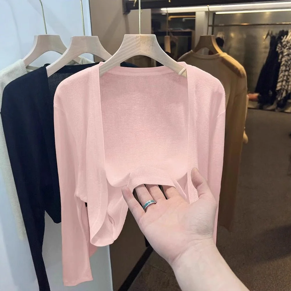 Women’s Spring 2025 Tencel Long Sleeve Short Top – Temperament Commuter Style - Image 4