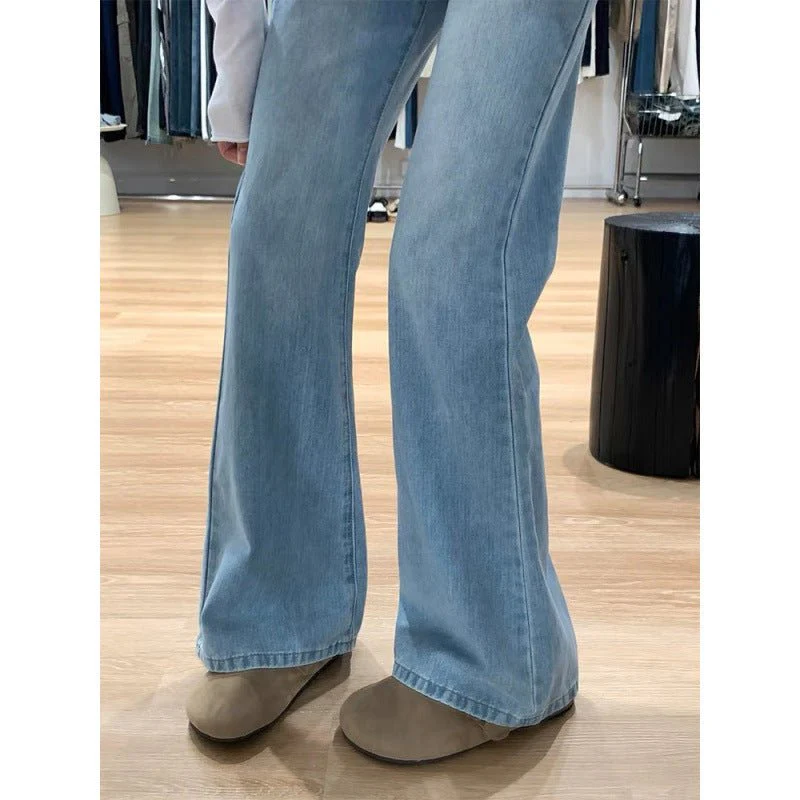 Women’s Ultra-Low Waist Wide Leg Jeans – Blue Summer Ultra-Thin Denim | Washed Casual Urban Style - Image 3