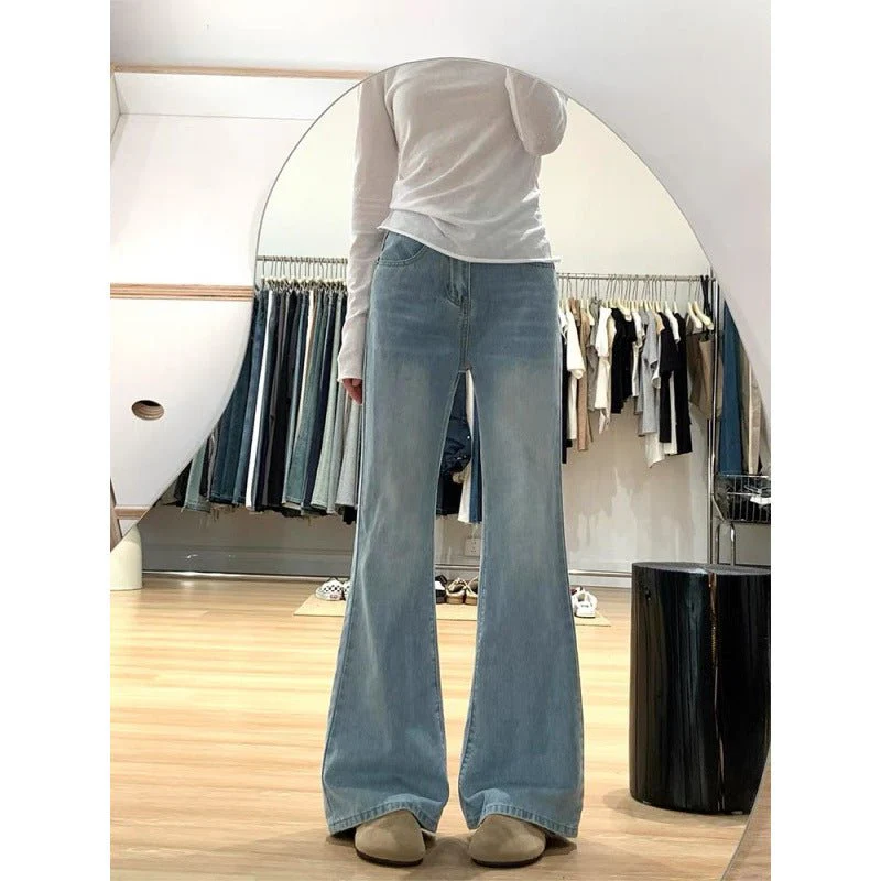 Women’s Ultra-Low Waist Wide Leg Jeans – Blue Summer Ultra-Thin Denim | Washed Casual Urban Style - Image 4