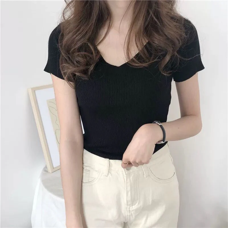 Women’s V-Neck Slim-Fit Knit Top – Lightweight Commuter Elegance - Image 10