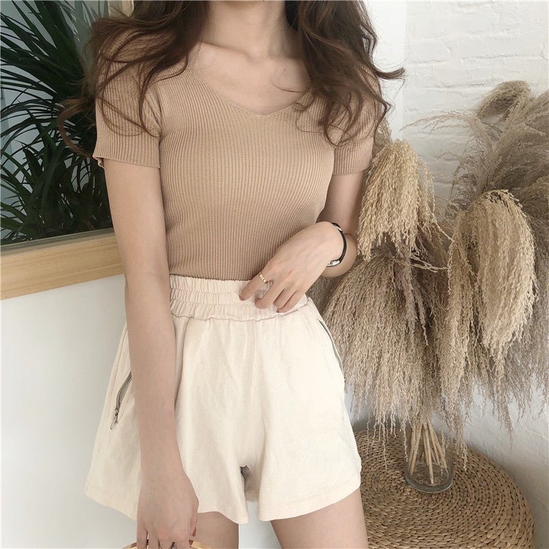 Women’s V-Neck Slim-Fit Knit Top – Lightweight Commuter Elegance - Image 14