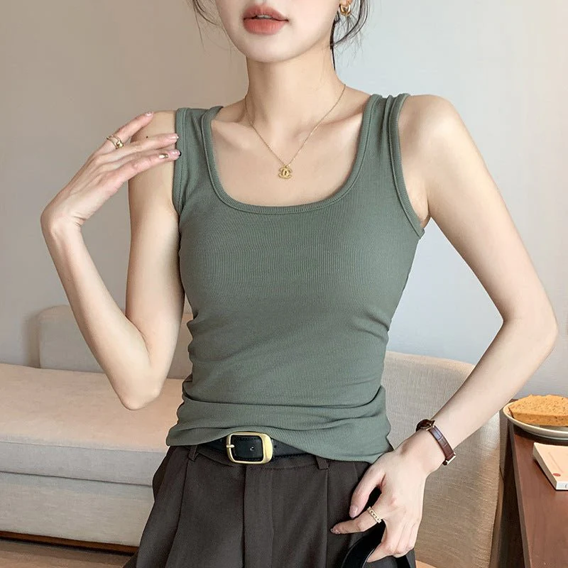 Women’s Wide Shoulder U-Neck Vest – Slim Fit Sleeveless Top, Douyin Trendy Base Tank for Spring Summer Fashion - Image 10