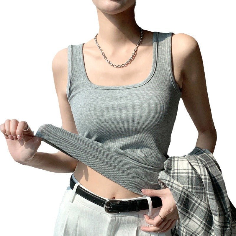 Women’s Wide Shoulder U-Neck Vest – Slim Fit Sleeveless Top, Douyin Trendy Base Tank for Spring Summer Fashion - Image 4