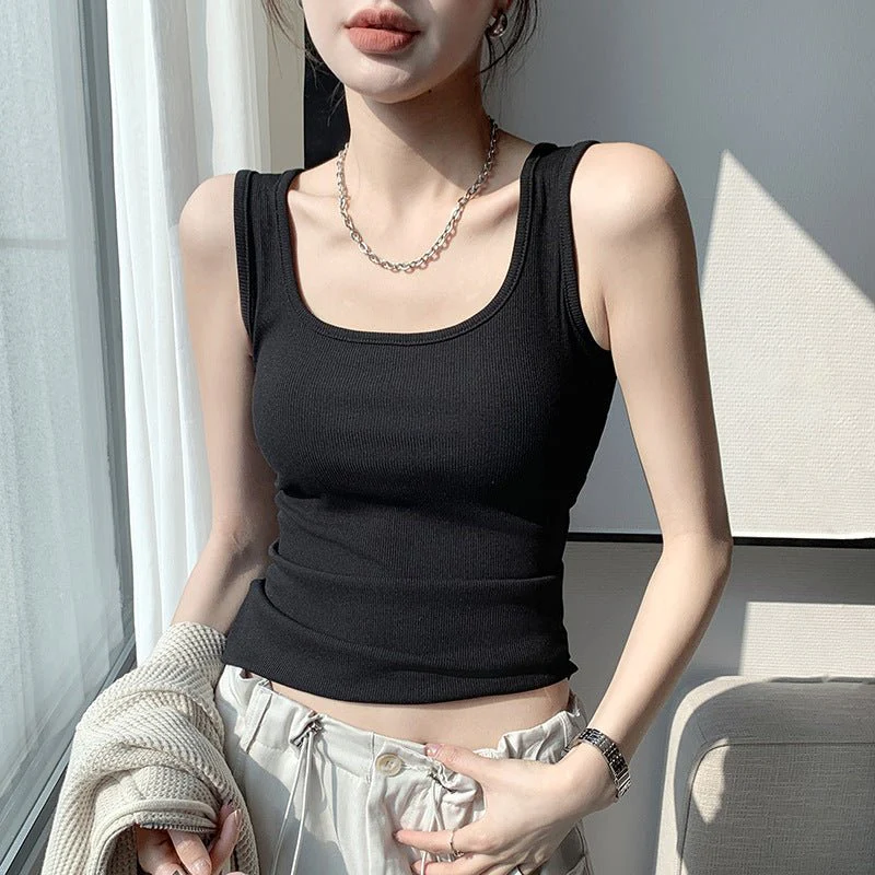 Women’s Wide Shoulder U-Neck Vest – Slim Fit Sleeveless Top, Douyin Trendy Base Tank for Spring Summer Fashion - Image 5