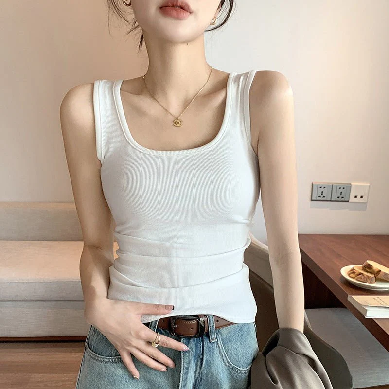 Women’s Wide Shoulder U-Neck Vest – Slim Fit Sleeveless Top, Douyin Trendy Base Tank for Spring Summer Fashion - Image 6