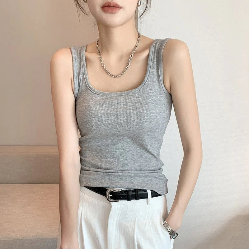 Women’s Wide Shoulder U-Neck Vest – Slim Fit Sleeveless Top, Douyin Trendy Base Tank for Spring Summer Fashion - Image 7
