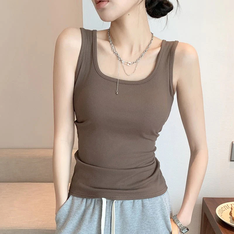 Women’s Wide Shoulder U-Neck Vest – Slim Fit Sleeveless Top, Douyin Trendy Base Tank for Spring Summer Fashion - Image 9