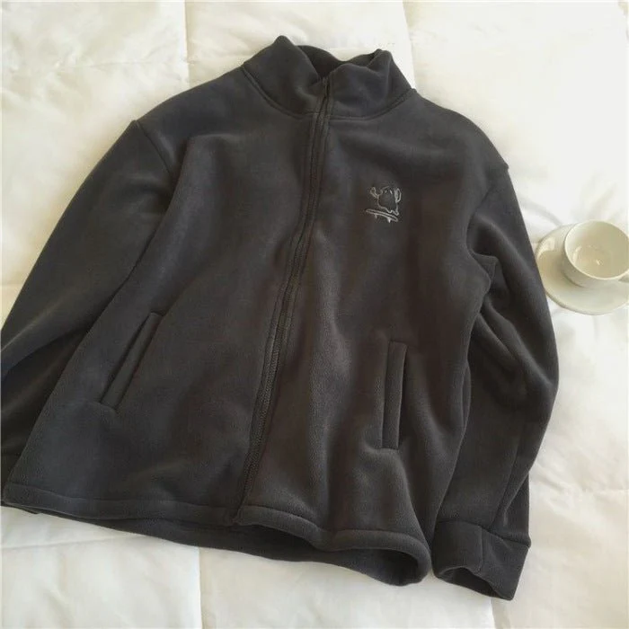 Women’s Zipper Cardigan – Japanese & Korean Casual Style, Autumn 2025, Long Sleeve High Collar Fleece/Sweater FD - Image 10