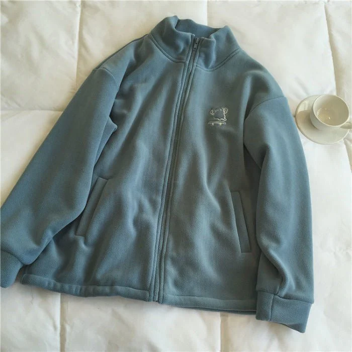Women’s Zipper Cardigan – Japanese & Korean Casual Style, Autumn 2025, Long Sleeve High Collar Fleece/Sweater FD - Image 9