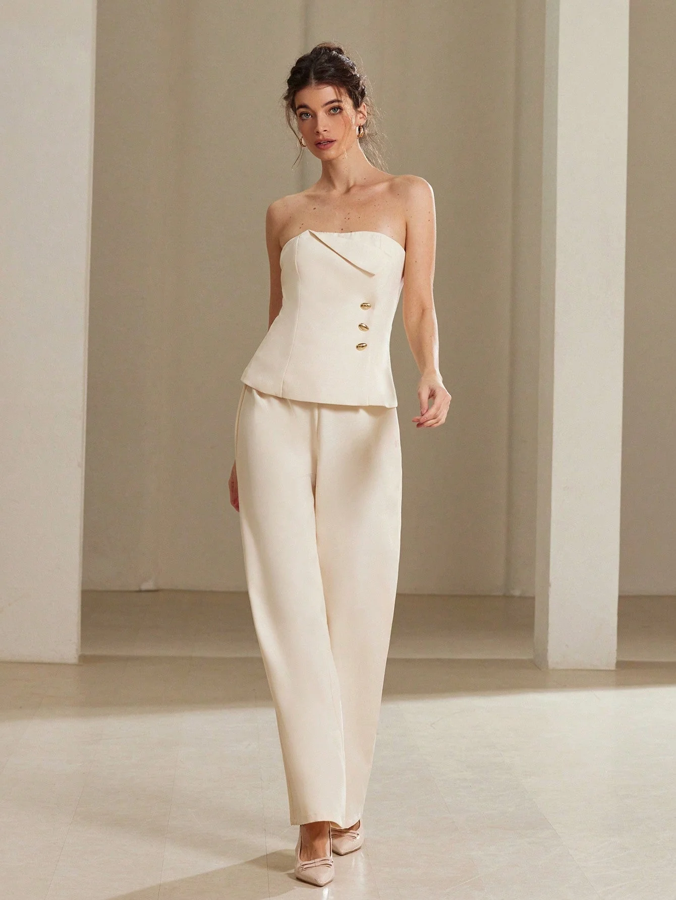Women's 2pcs Set Fashion Off Shoulder Tube Top & Casual Pants - Image 6