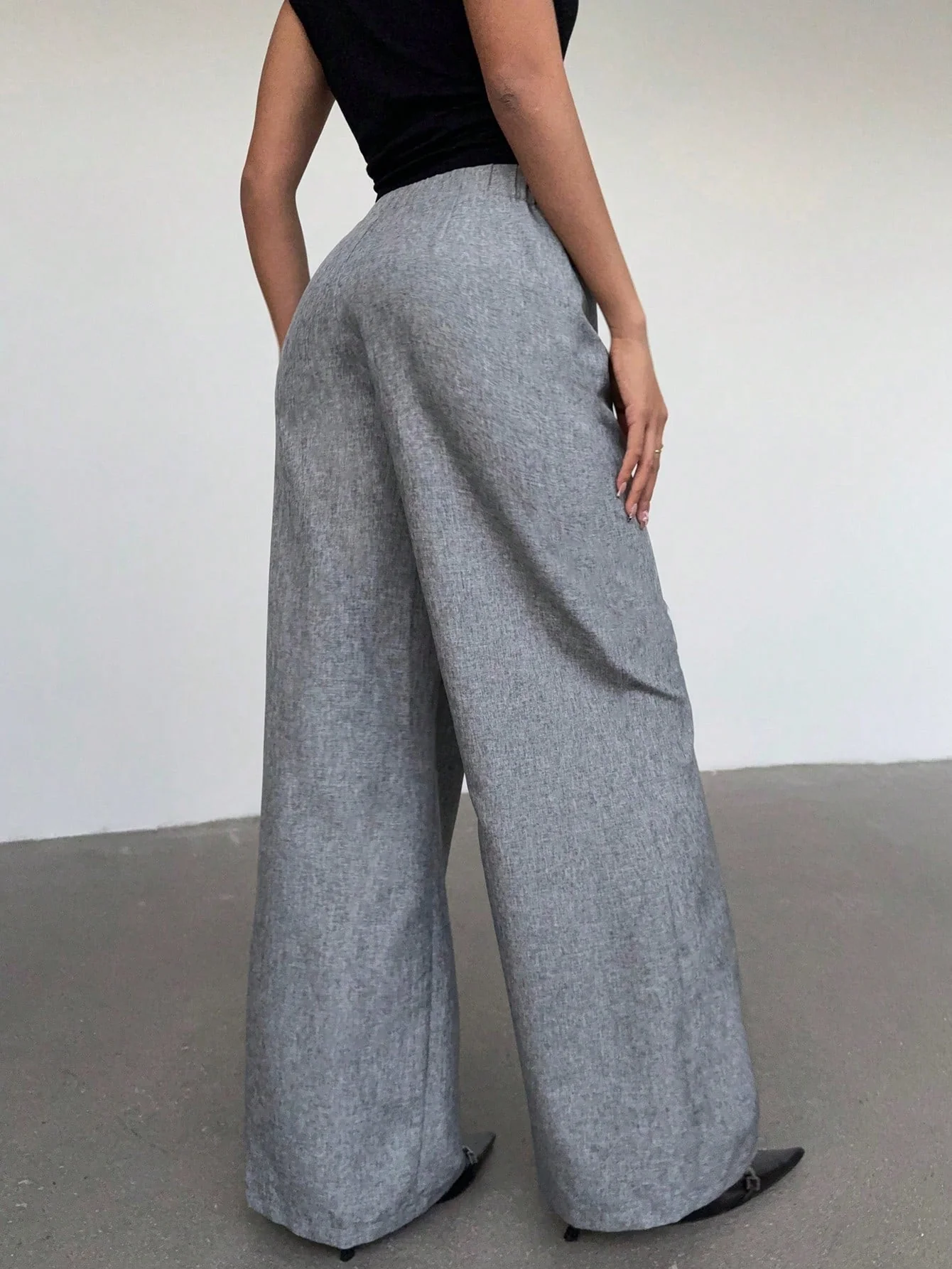 Women's Casual Commuting Solid Color Wide Leg Pants - Image 2