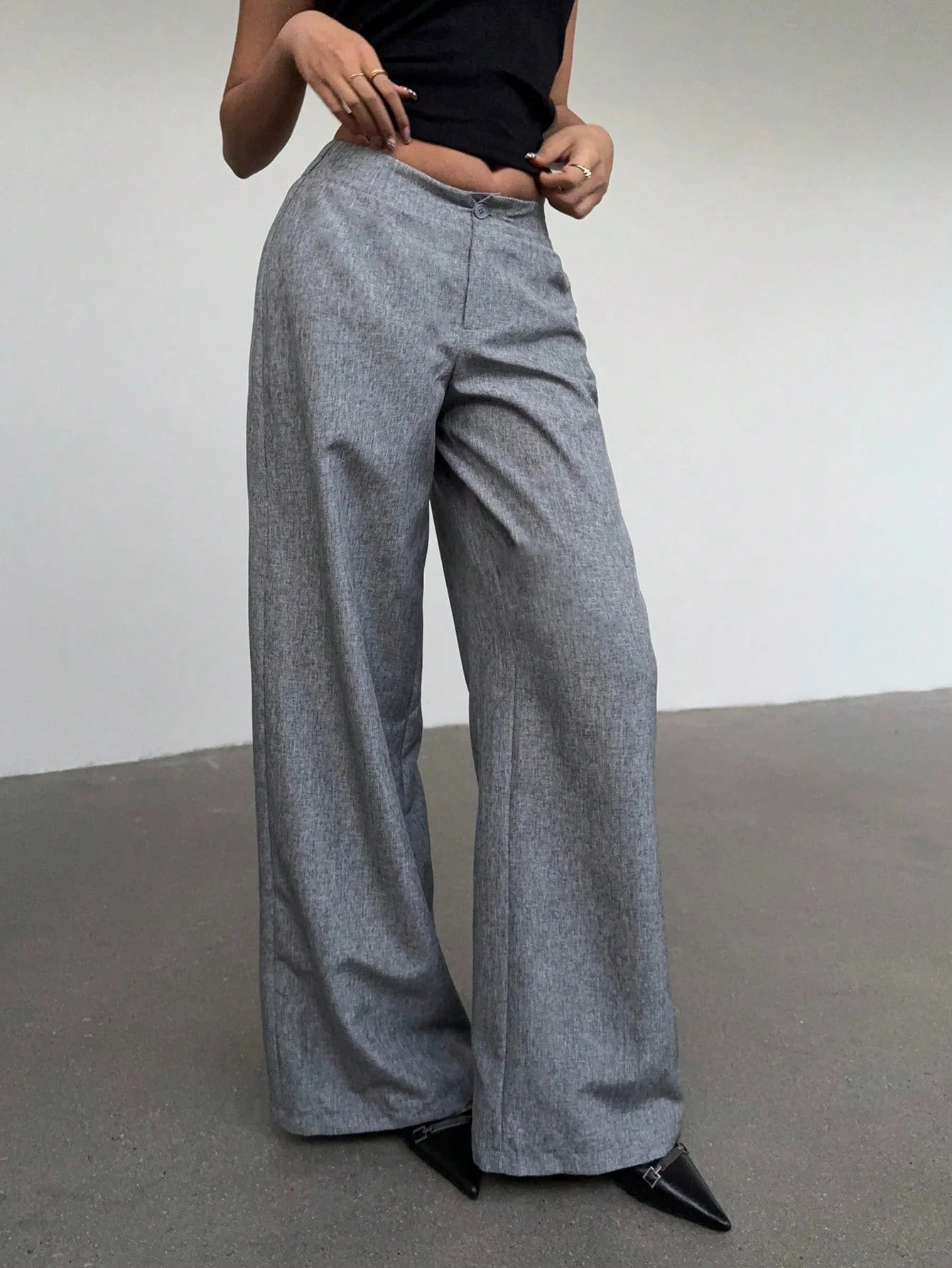 Women's Casual Commuting Solid Color Wide Leg Pants - Image 5