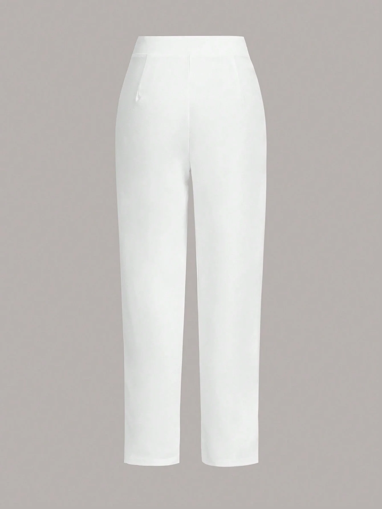 Women's Casual Solid Color Cone-Shaped Long White Pants,Ladies Spring/Fall Casual Pocket,Zipper Natural Cargo Pants Cropped White Regular Fit Women Pants,Casual Daily Wear - Image 5