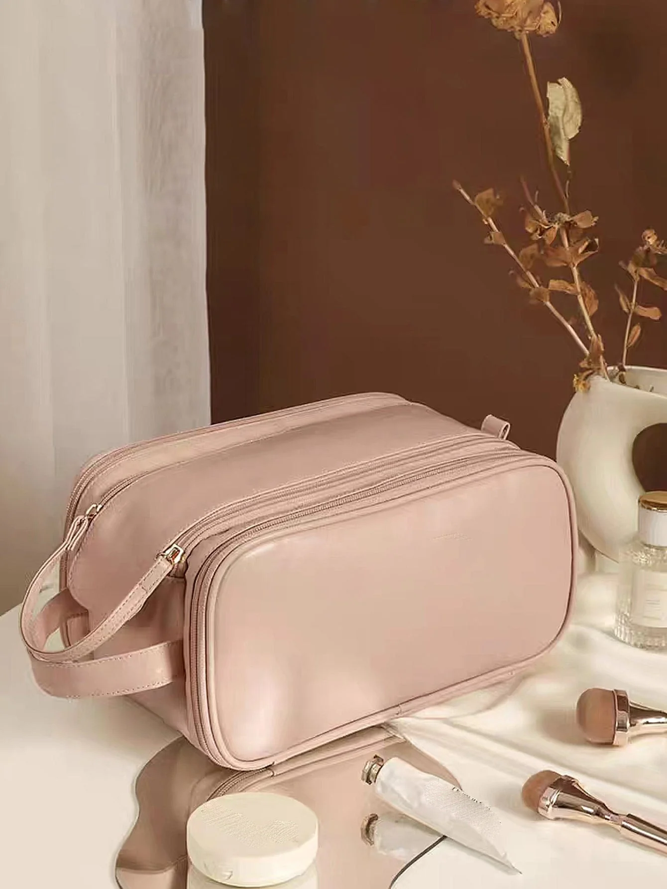 Women's Cosmetic Bag With Large Capacity Portable Handheld Travel Toiletry Organizer makeup brushes storage FD - Image 2