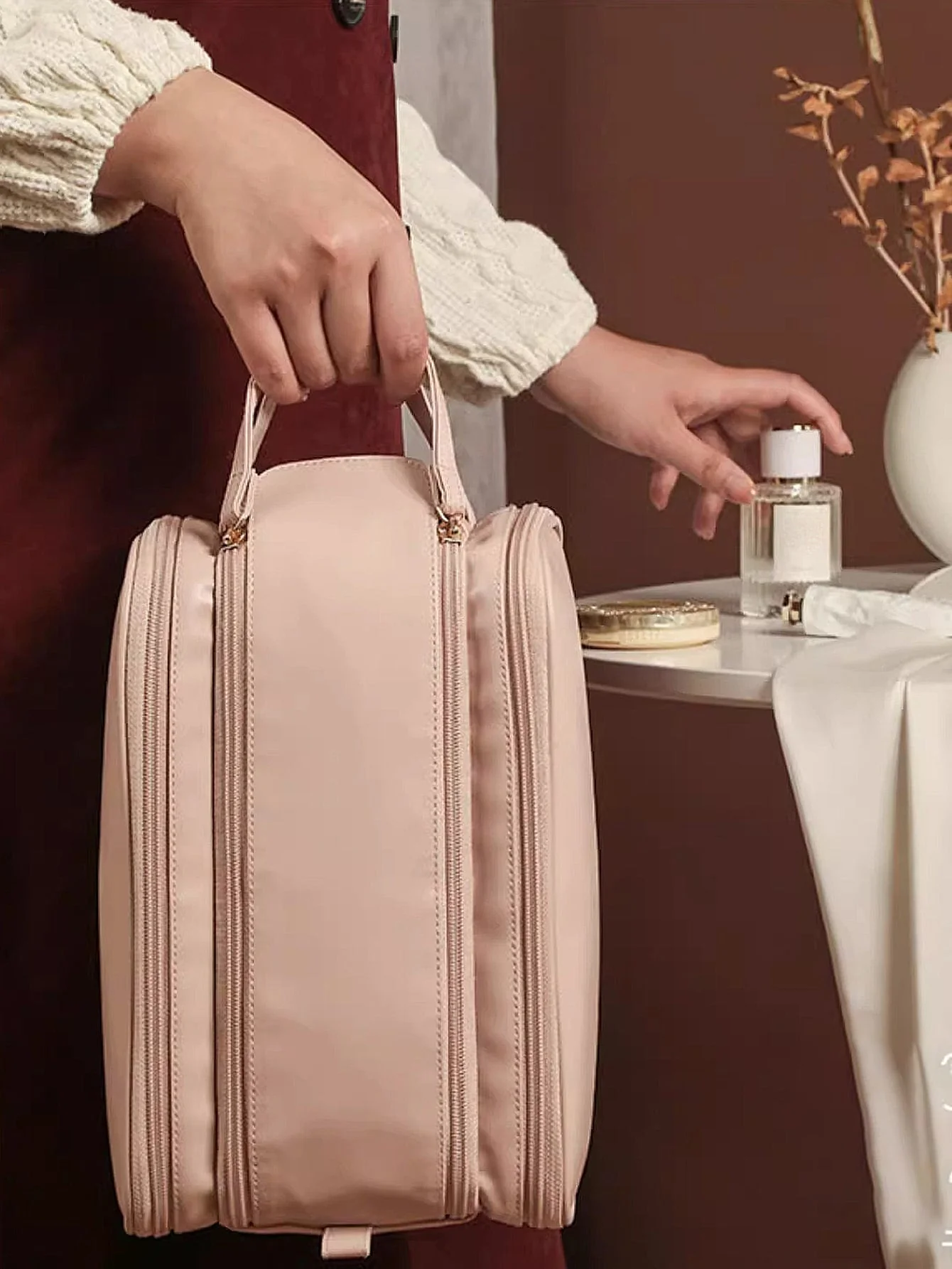 Women's Cosmetic Bag With Large Capacity Portable Handheld Travel Toiletry Organizer makeup brushes storage FD - Image 4