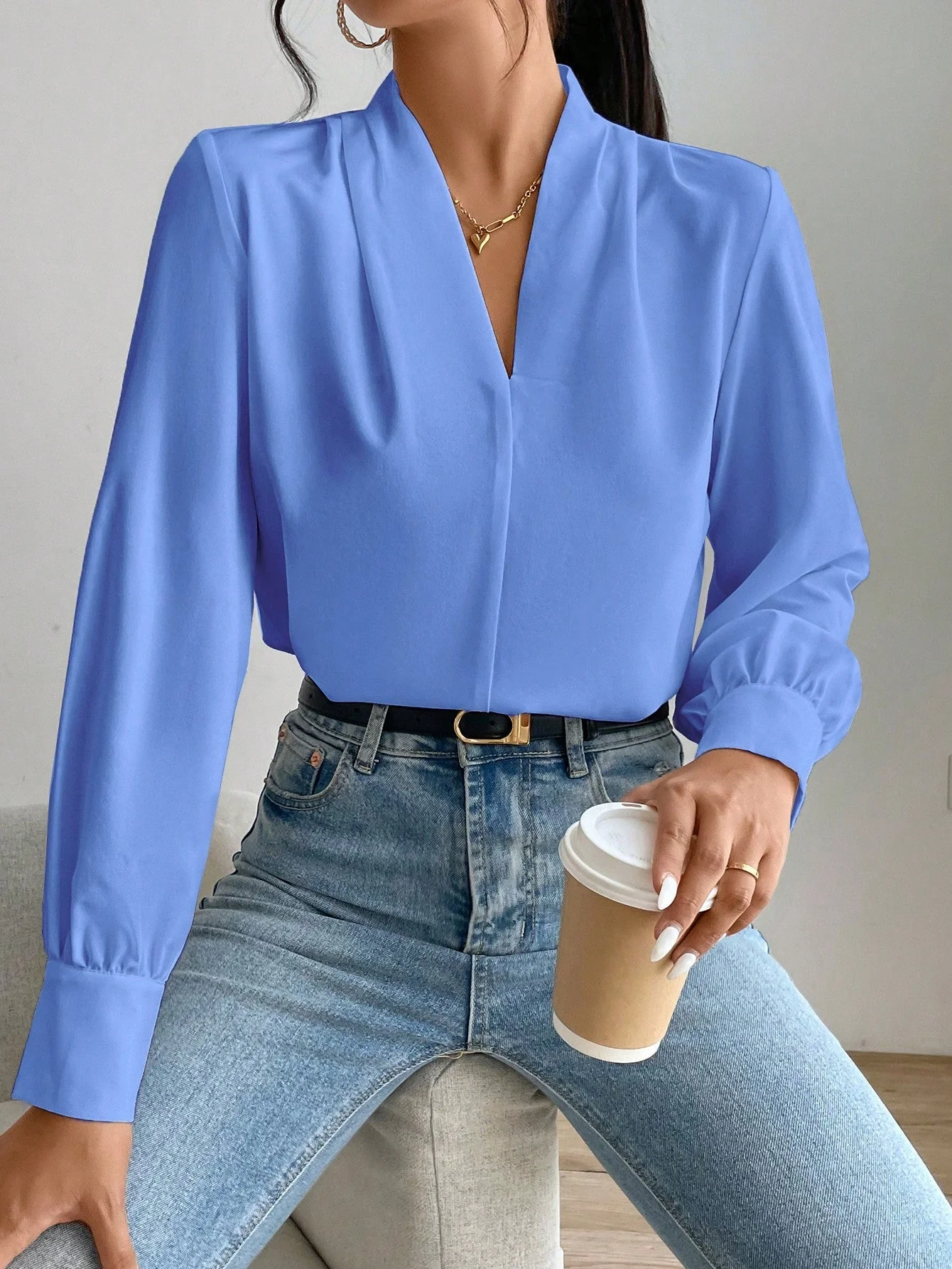 Women's Daily Casual Elegant Fashion Leopard Print V-Neck Long Sleeve Shirt, Music Festival Commute Office Old Money,Long Sleeve Tops - Image 12