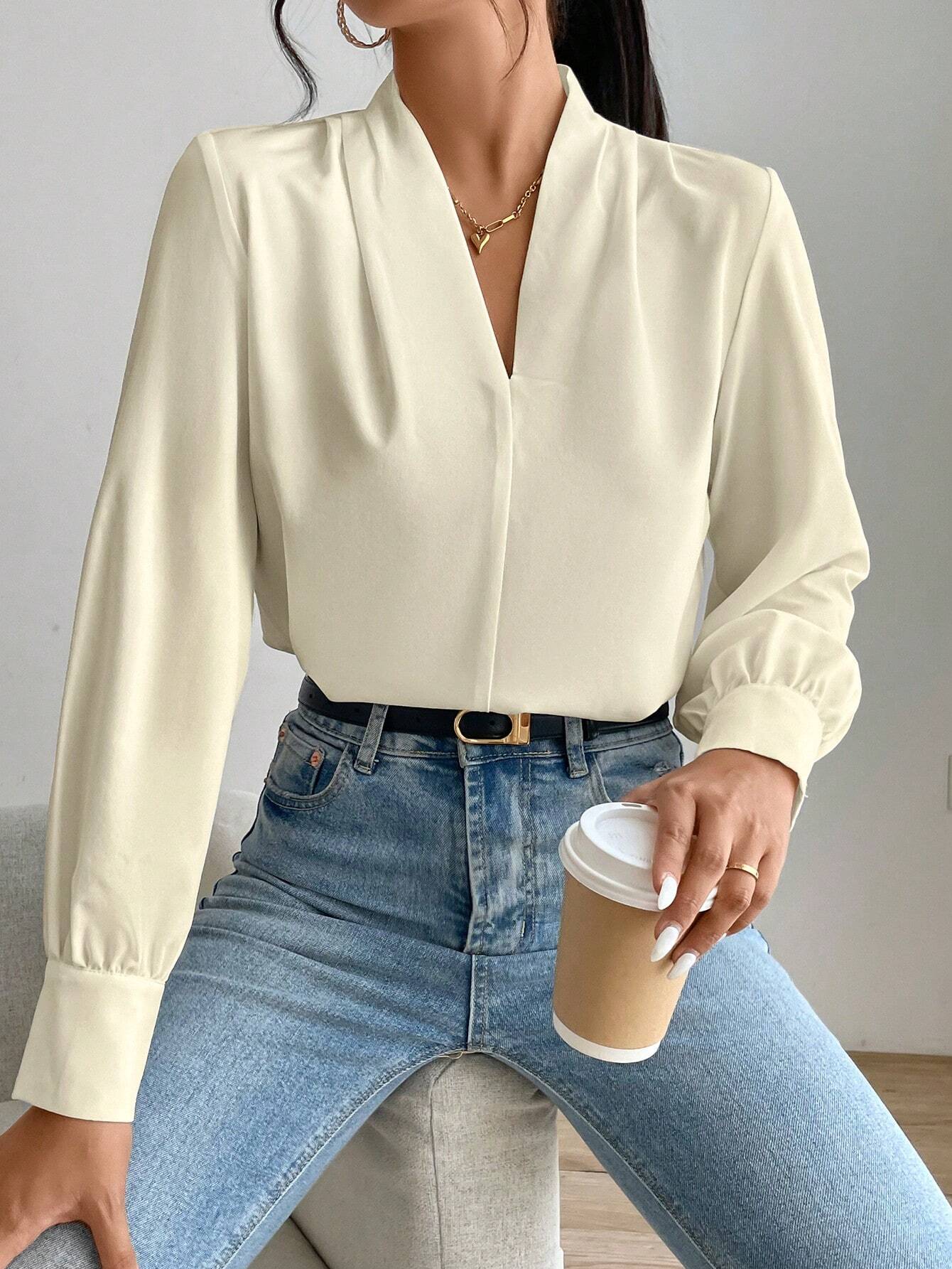 Women's Daily Casual Elegant Fashion Leopard Print V-Neck Long Sleeve Shirt, Music Festival Commute Office Old Money,Long Sleeve Tops - Image 2
