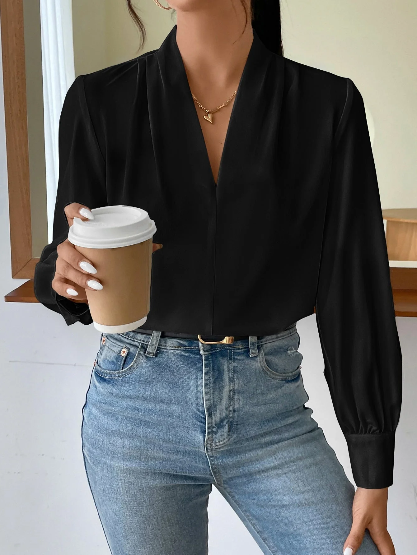 Women's Daily Casual Elegant Fashion Leopard Print V-Neck Long Sleeve Shirt, Music Festival Commute Office Old Money,Long Sleeve Tops - Image 8