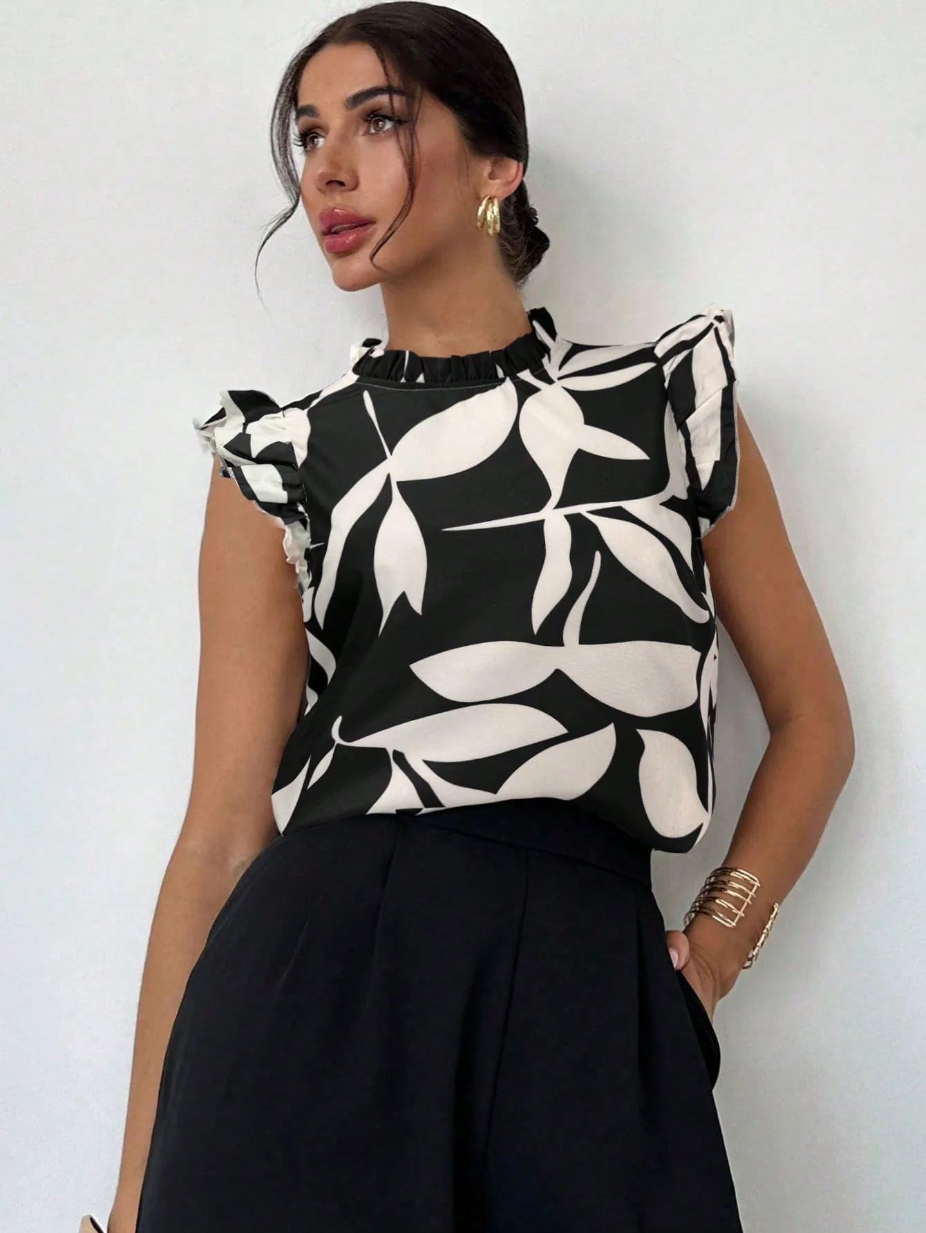 Women's Elegant Floral Print Cap Sleeve Blouse For Daily & Vacation Wear, Summer,Sleeveless Tops - Image 8