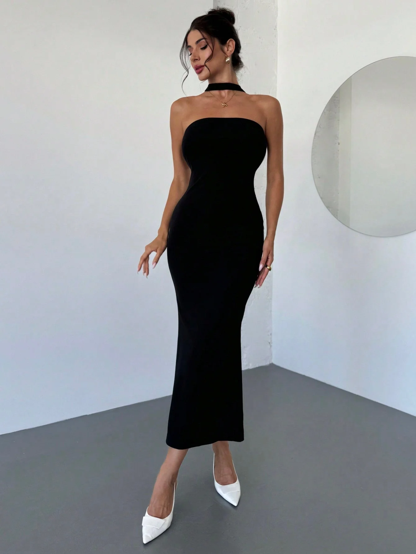 Women's Elegant Romantic Colorblock Backless Contrast Bow Tie Dress - Image 5