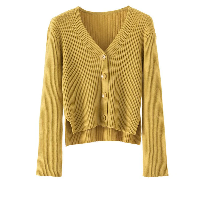 Women's Elegant Slim Fit Cardigan Sweater – V-Neck Long Sleeve - Image 4