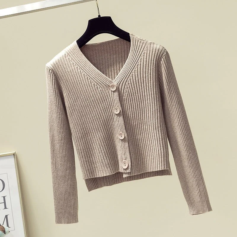 Women's Elegant Slim Fit Cardigan Sweater – V-Neck Long Sleeve - Image 6