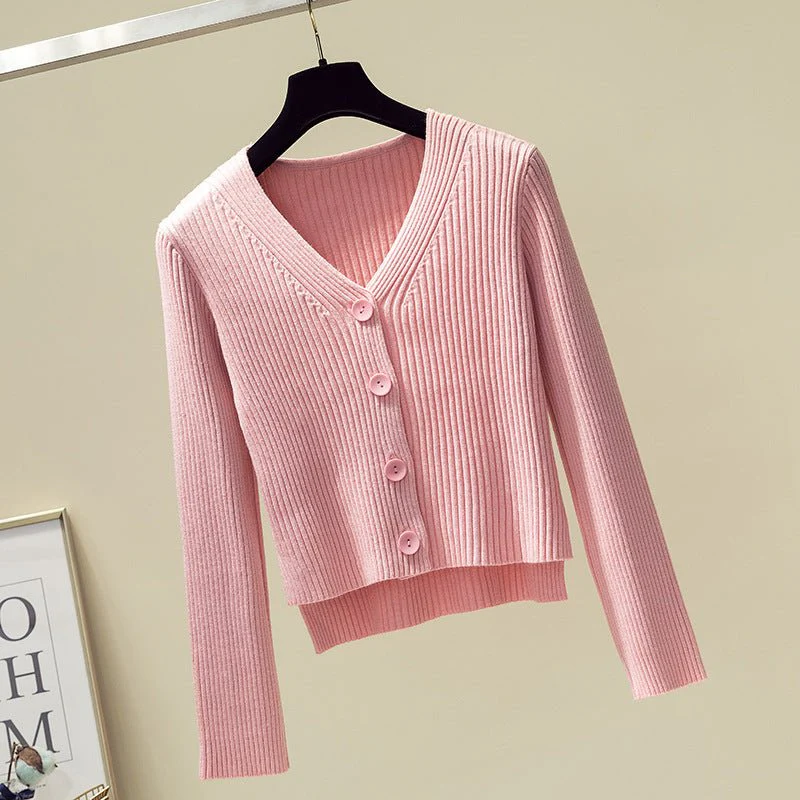 Women's Elegant Slim Fit Cardigan Sweater – V-Neck Long Sleeve - Image 7