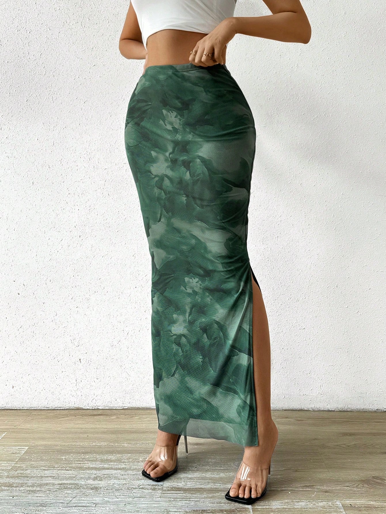 Women's Floral Printed Side Slit Skirt Maxi Women Outfit - Image 6
