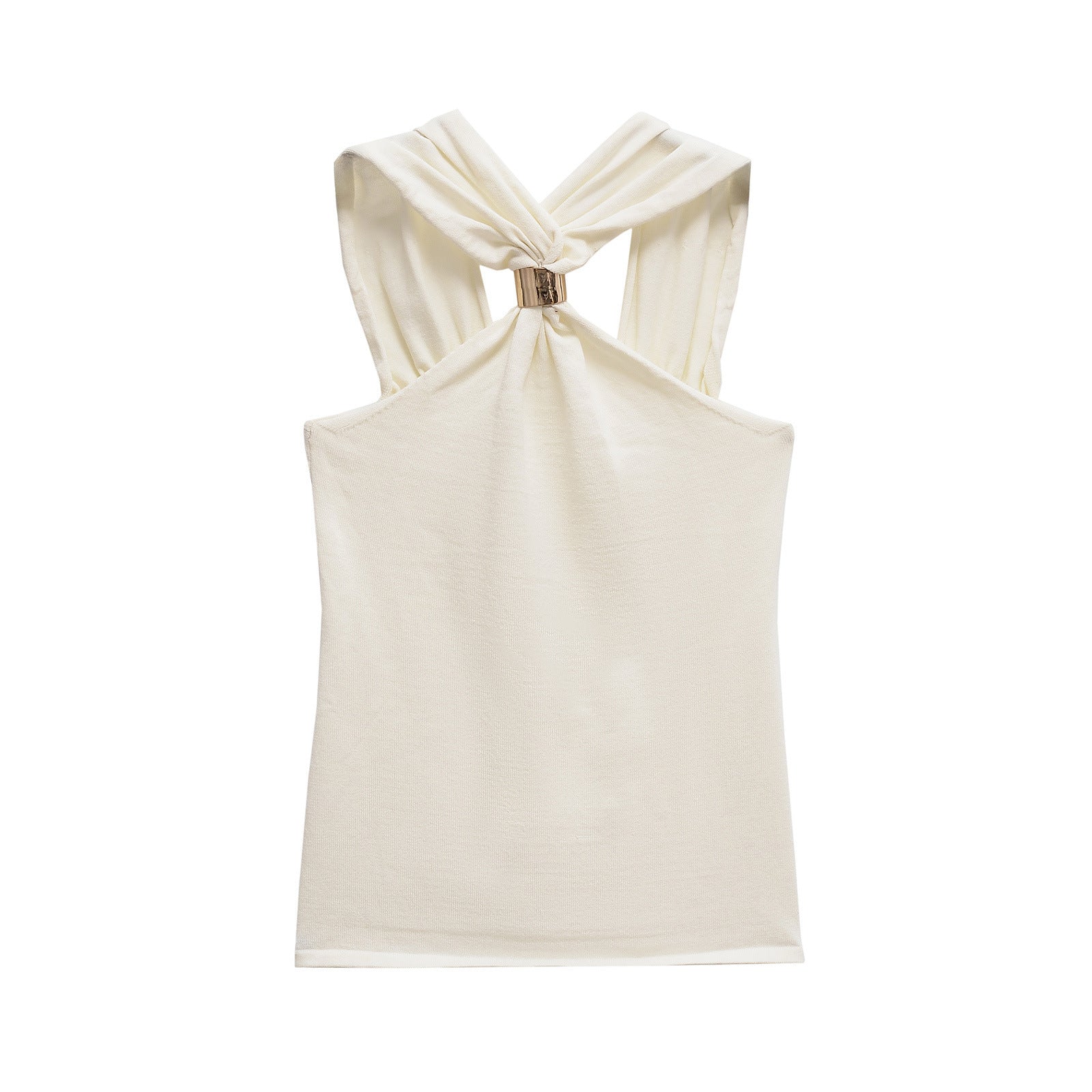 Women's Gold Inlay Halter Neck Top - European Style Blouse - Image 6