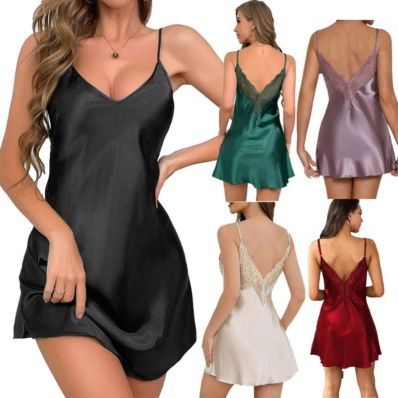 Women's home clothes sxy silk satin nightgown FD - Image 6