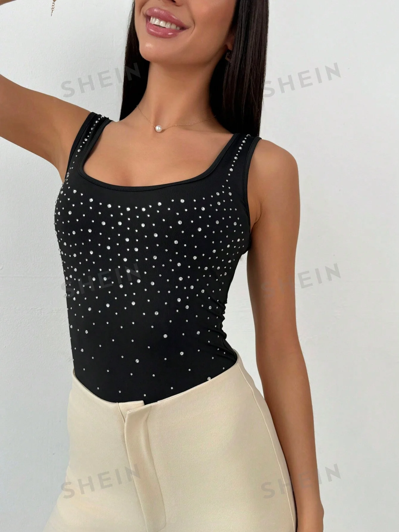 Women's Jewel-Neckline Full Body Sequin Slim Fit Party Graduation Bodysuit - Image 6