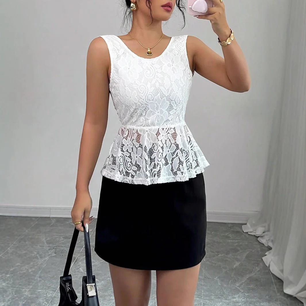 Women's lace backless sleeveless small suspender vest - Image 6