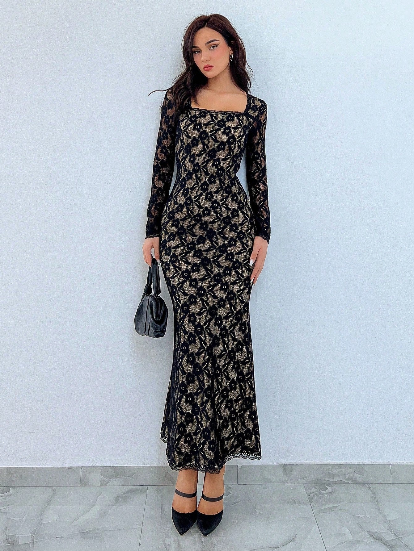 Women's Lace Bodycon Mermaid Dress - Image 8