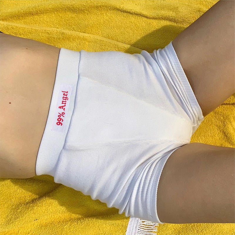 Women's letter patch design high waist cycling shorts - Image 13