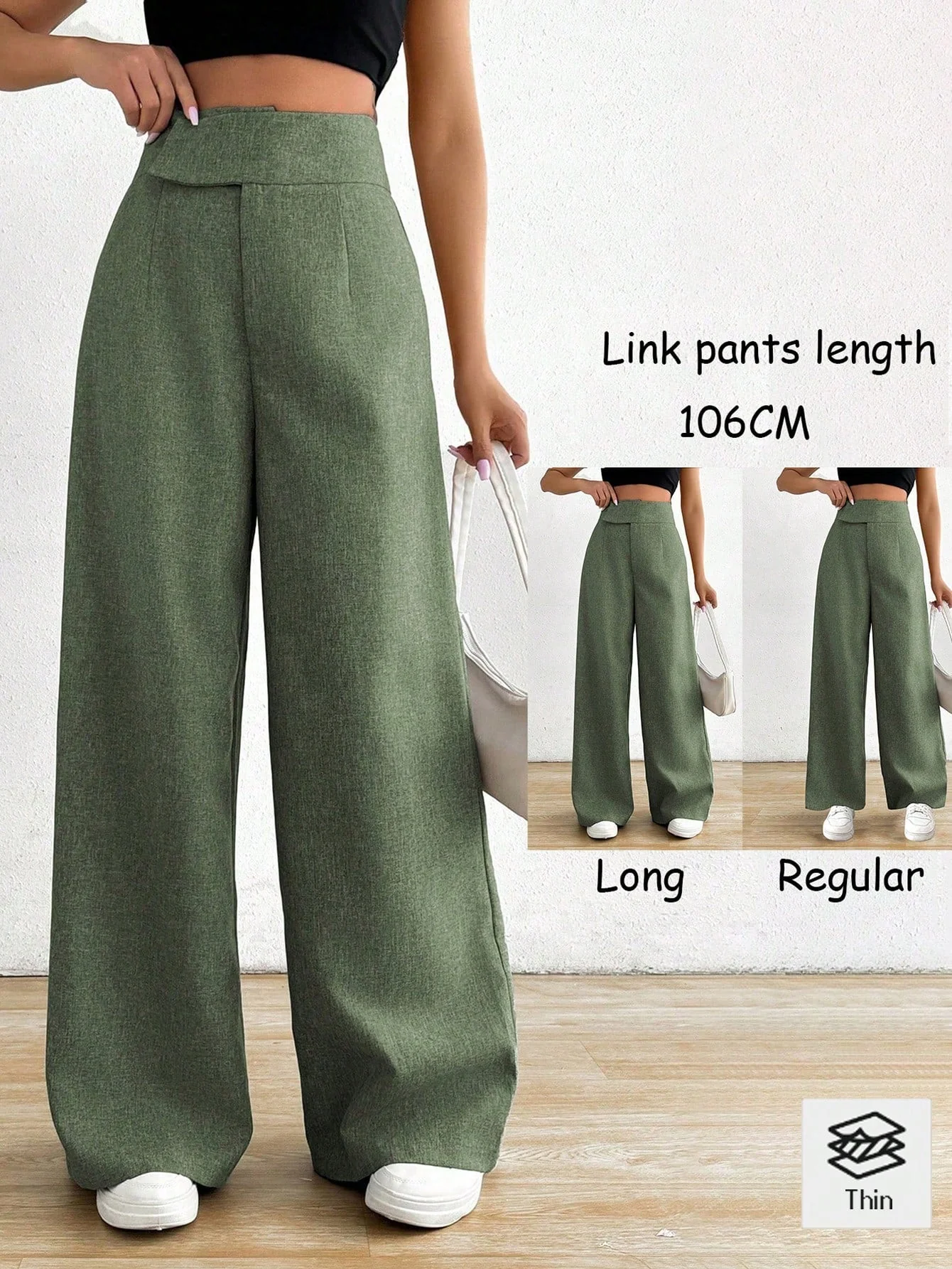Women's Plain High Waist Casual Pants, Daily Wear - Image 2