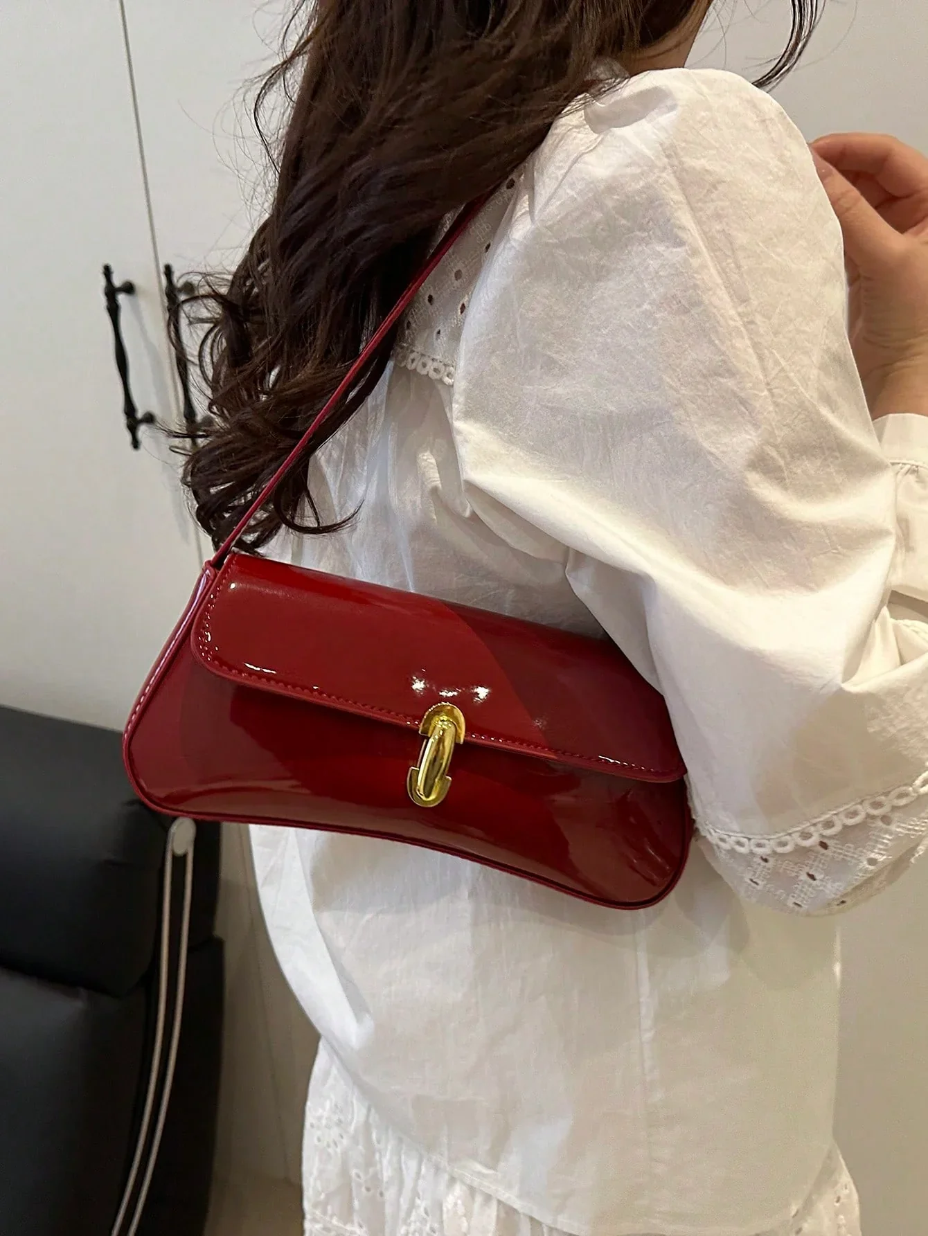 Women's Retro Faux Leather Flap Underarm Shoulder Bag, Suitable For Dates, Outings, Parties And Other Occasions FD - Image 11