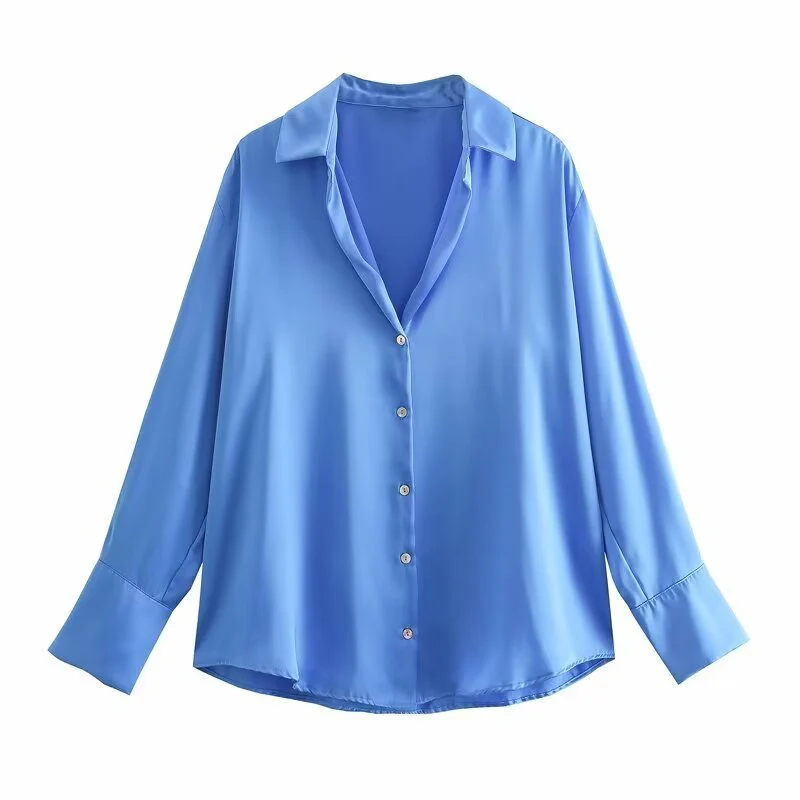 Women's Silk Satin Shirt - 20 Colors - Image 19
