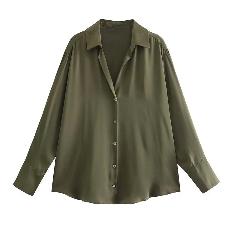 Women's Silk Satin Shirt - 20 Colors - Image 21