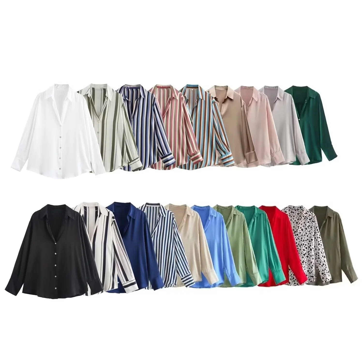 Women's Silk Satin Shirt - 20 Colors - Image 22