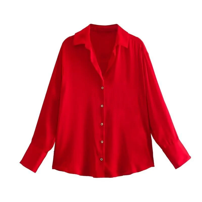 Women's Silk Satin Shirt - 20 Colors - Image 4
