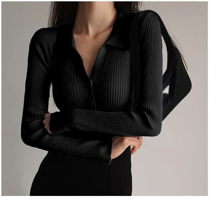Women's Slim Commuter Cardigan Sweater – Long Sleeve Polo Collar Pullover - Image 11